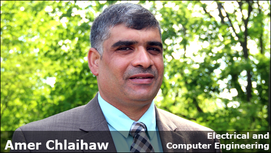 a photo of Mr. Amer Chlaihaw. Mr. Chaihawi is currently a doctoral student in the department of Electrical Engineering.