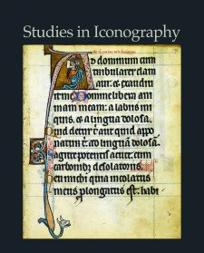 Cover image of Studies in Iconography: a medieval manuscript page with a large initial A on a black background