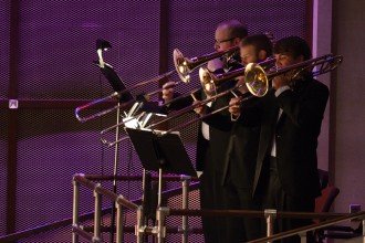 Photo of trombonists.