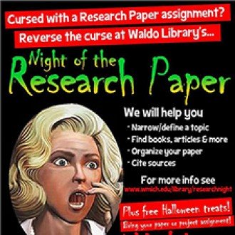 Photo of flier for Night of the Research Paper.