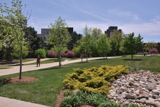 Photo of campus in springtime.