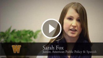 Video still of Sarah Fox's interview.