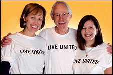Photo Maureen Mickus, Don Cooney and Karen Lancendorfer in Live United T-shirts.