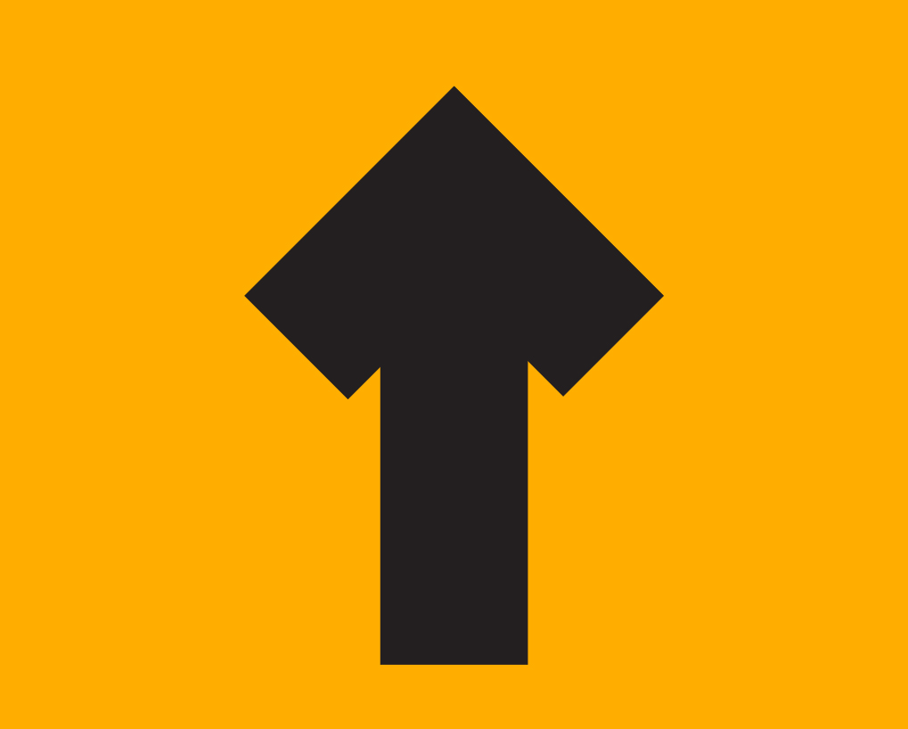 Pictured is a black arrow, pointing upward.