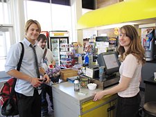 Students paying for food at Plaza café