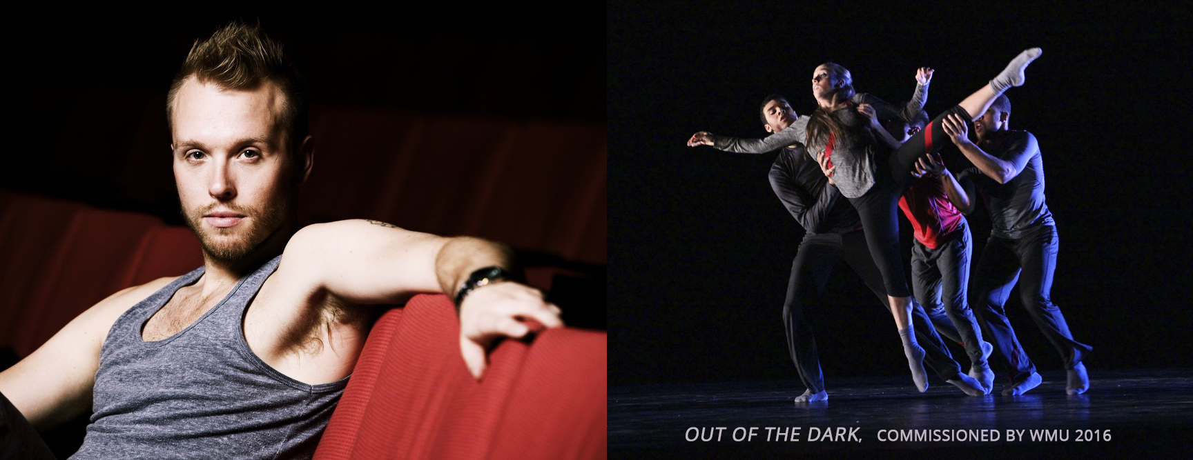 Left: James Gregg; Right: Performance of Gregg's Out of the Dark