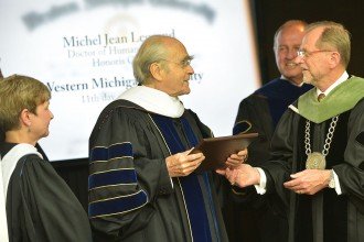 Photo of Legrand receiving an honorary degree.