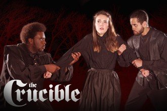 WMU students performing in the play the Crucible--Avery Vonn Kenyatta, Natalie Burdick and Evan Lugo.