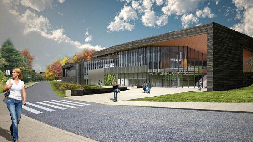 Photo of a rendering of the south facade of the Valley Dining Center.
